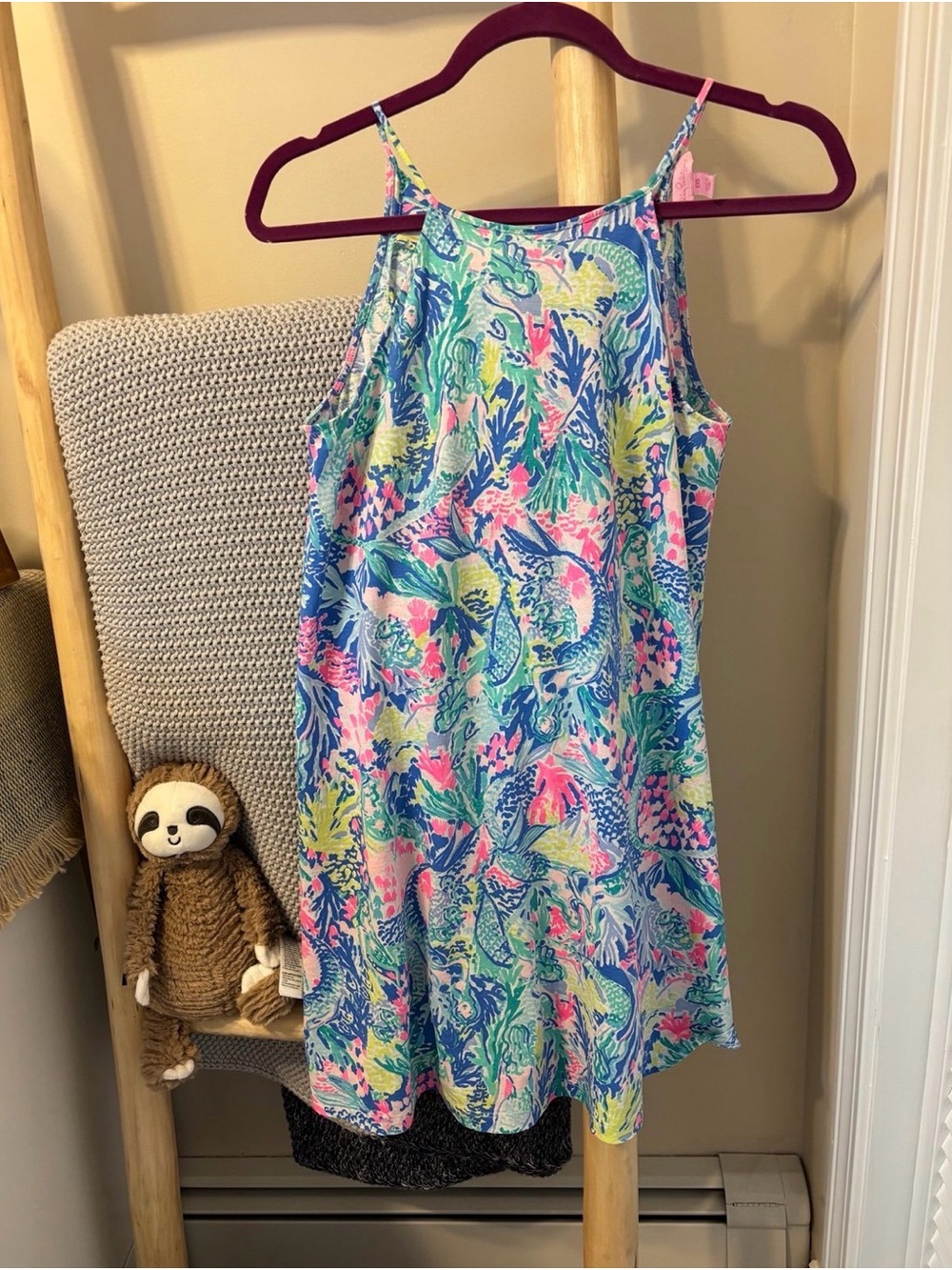 Lilly Pulitzer Pink Blue Green Tropical Print Dress
